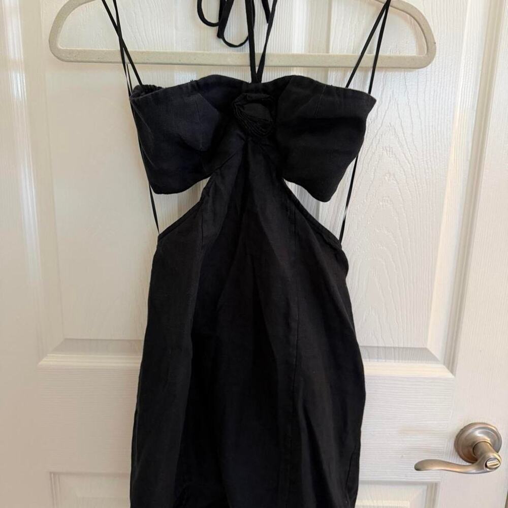 Reformation black linen mini dress